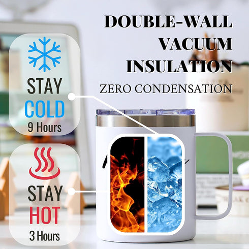 12oz Insulated Mugs with Lid- After Surgery Get Well Soon Gift for Friends with Cancer / Chemo Patients